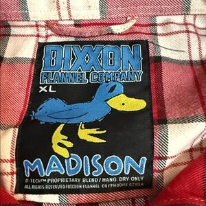 DIXXON Red and White Plaid Casual Button Down Shirt